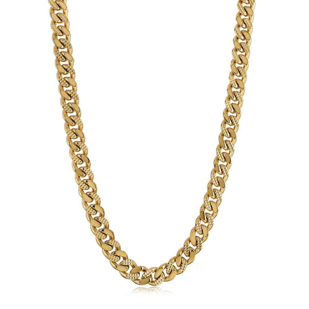 Italgem Gold IP Stainless Steel 10mm Diamond-Cut Curb Chain