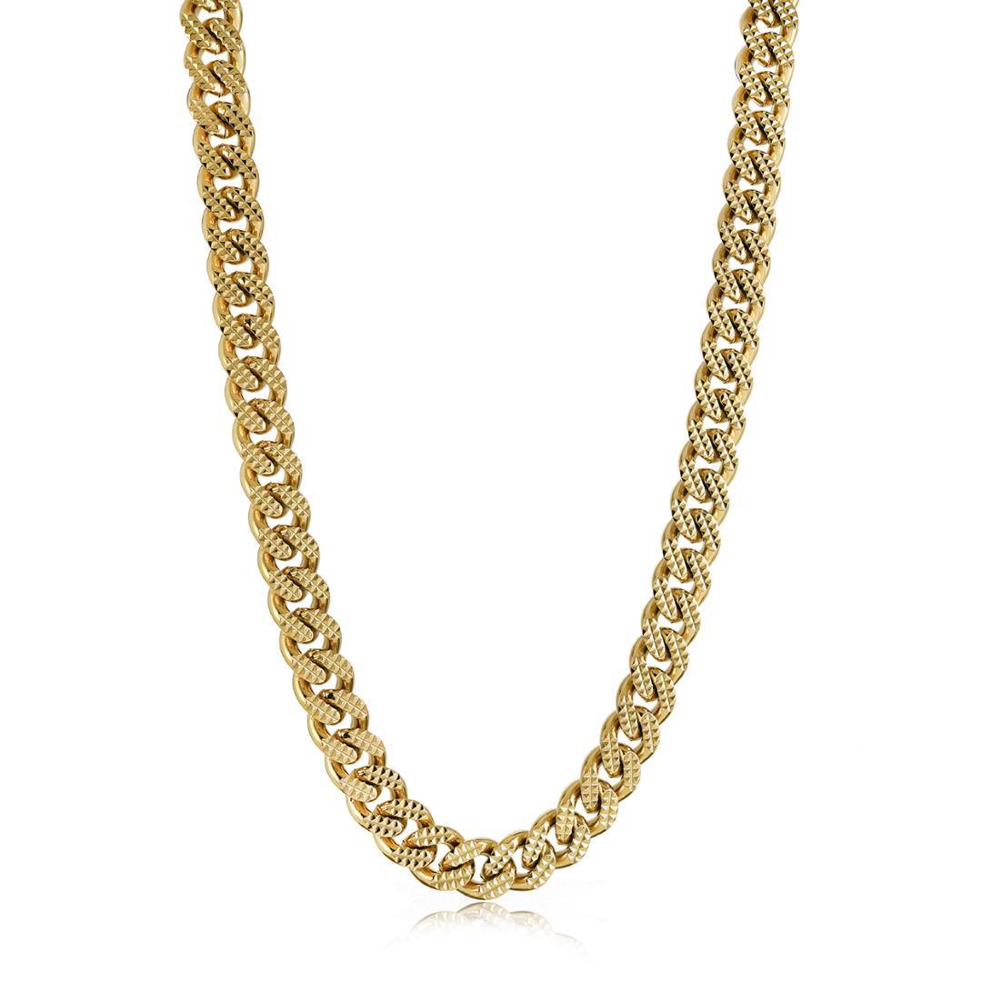 Full Diamond Cut 10MM Curb Link Chain