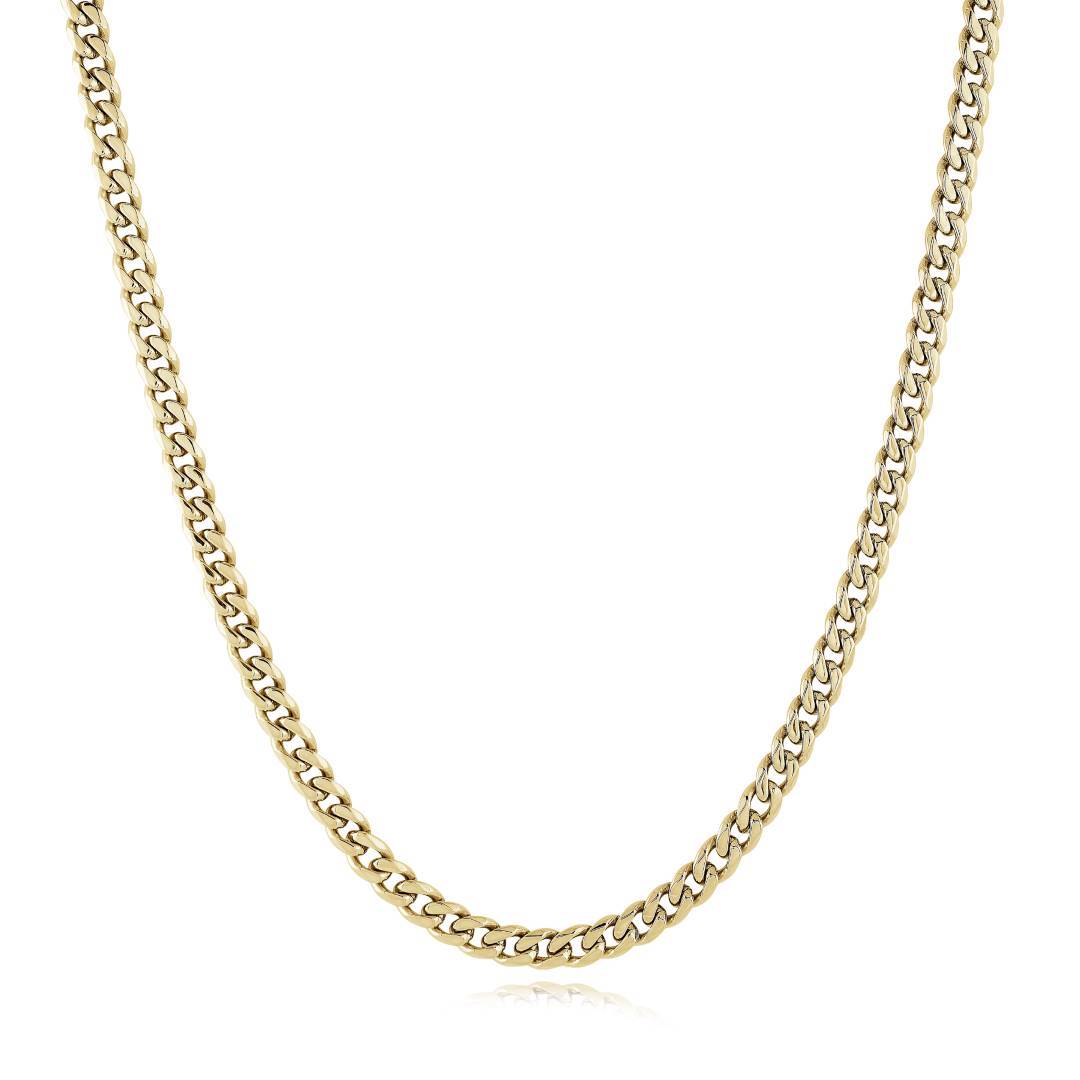 Italgem Gold IP Stainless Steel 4.6mm Curb Key Clasp Chain (22")