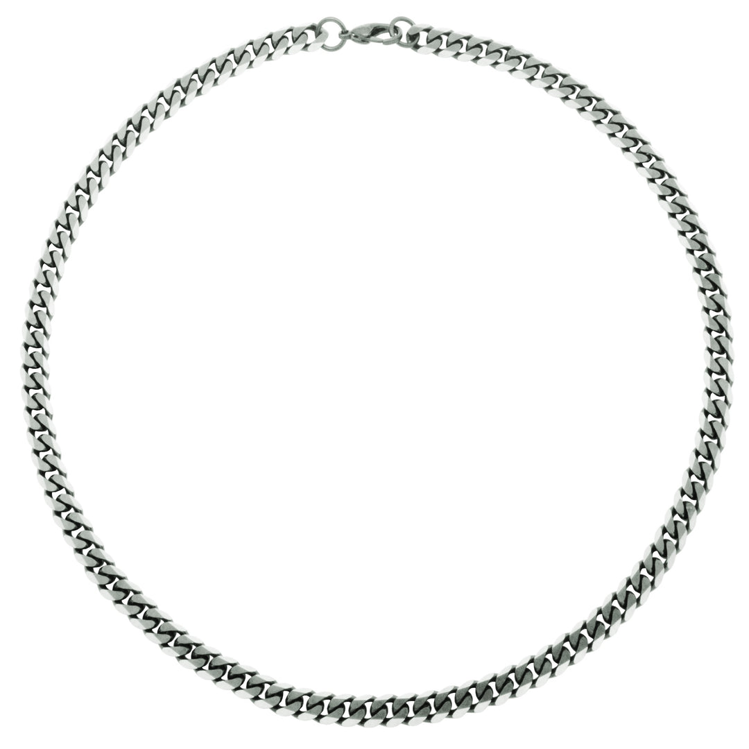 Stainless Steel 8mm Brushed Satin Curb Link Chain Necklace