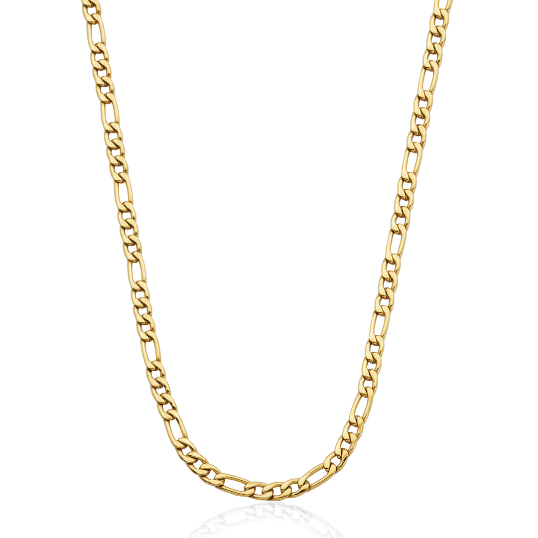 Gold Ion-Plated Stainless Steel 4.5mm Figaro Link Chain Necklace