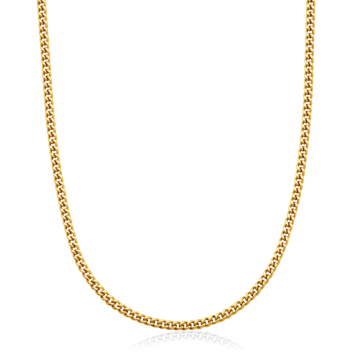 3.5mm Yellow Stainless Steel Cuban Link Chain Necklace, 22"