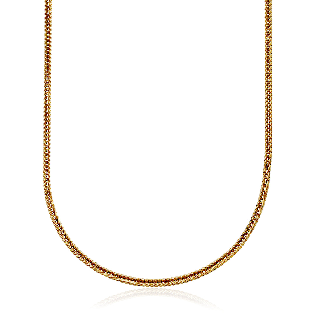 Gold Ion-Plated Stainless Steel 4mm Square Franco Chain Necklace