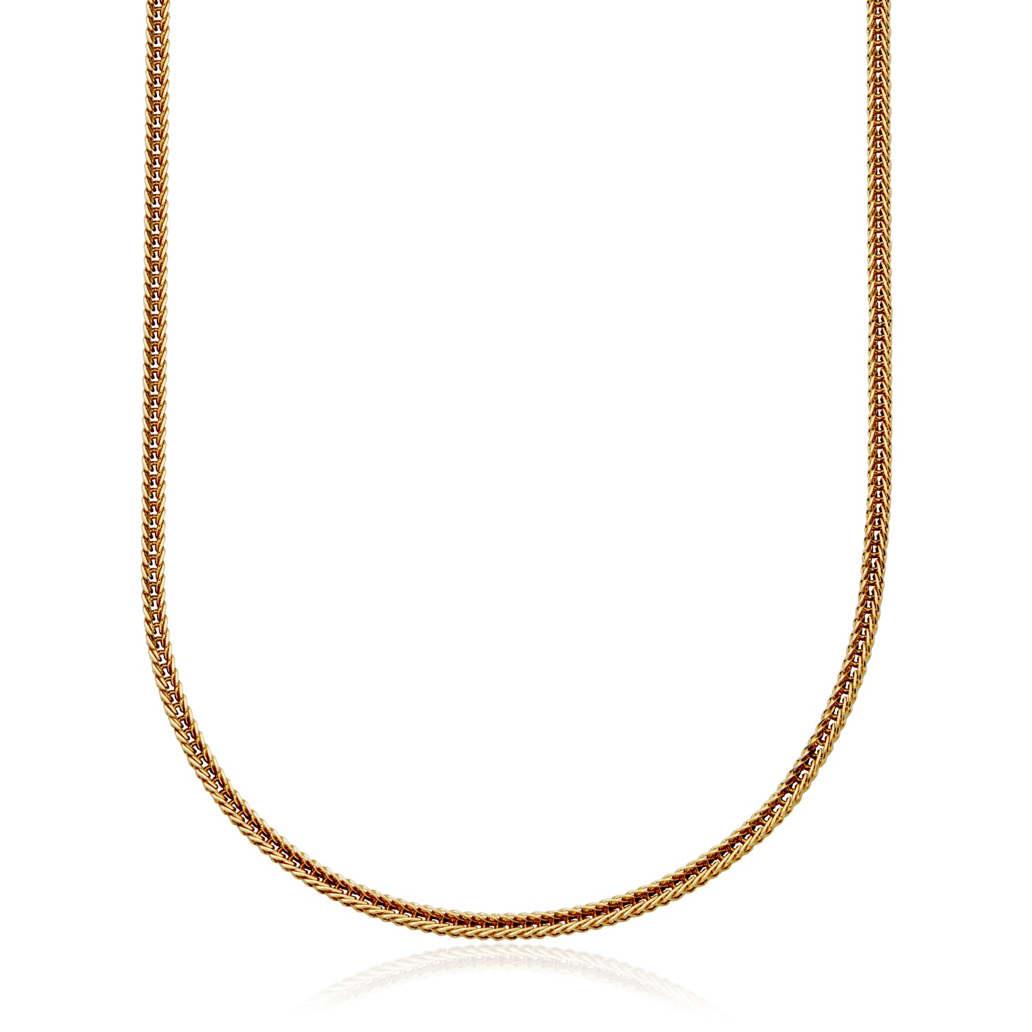 Gold Ion-Plated Stainless Steel 4mm Square Franco Chain Necklace