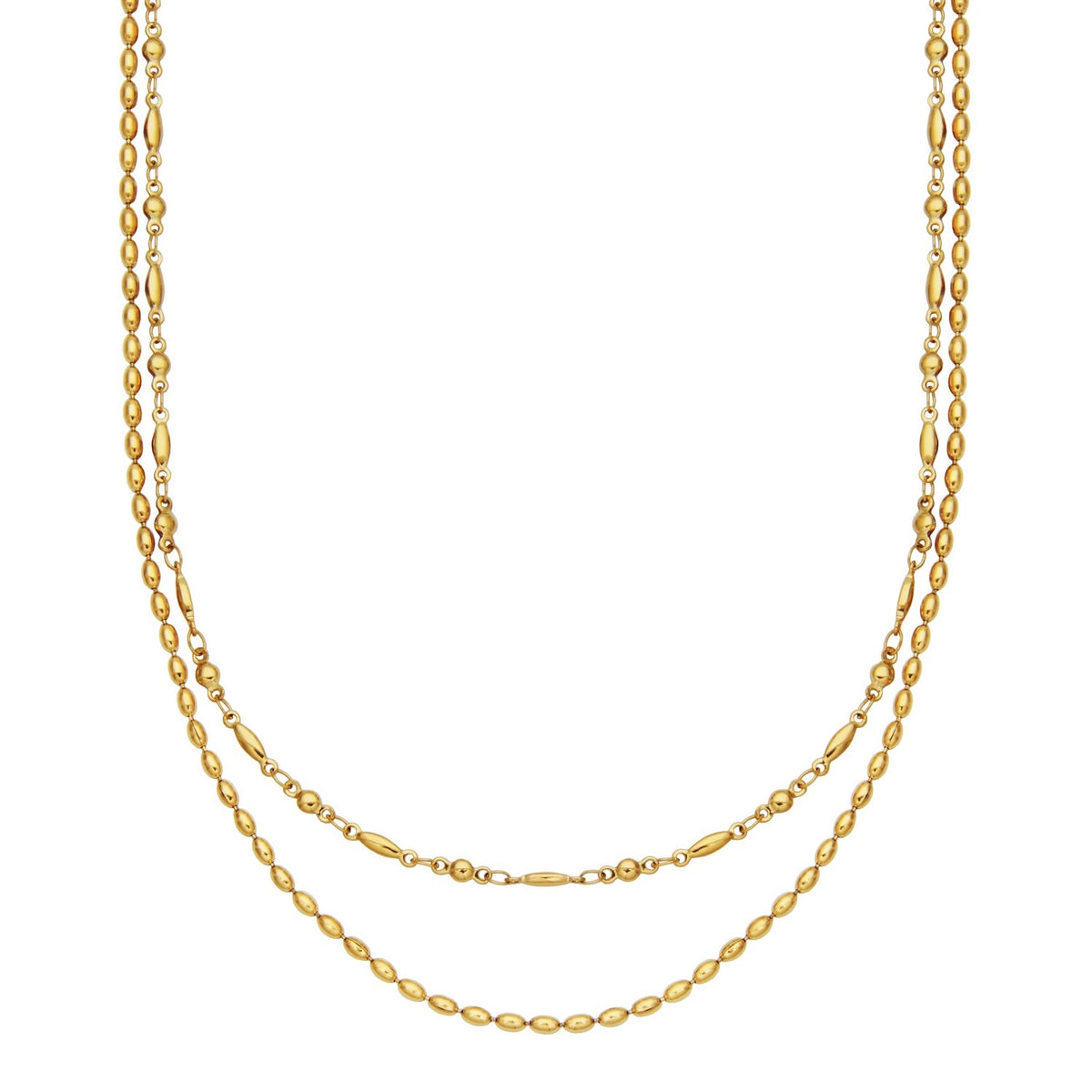Double Layered Beaded Chain Necklace