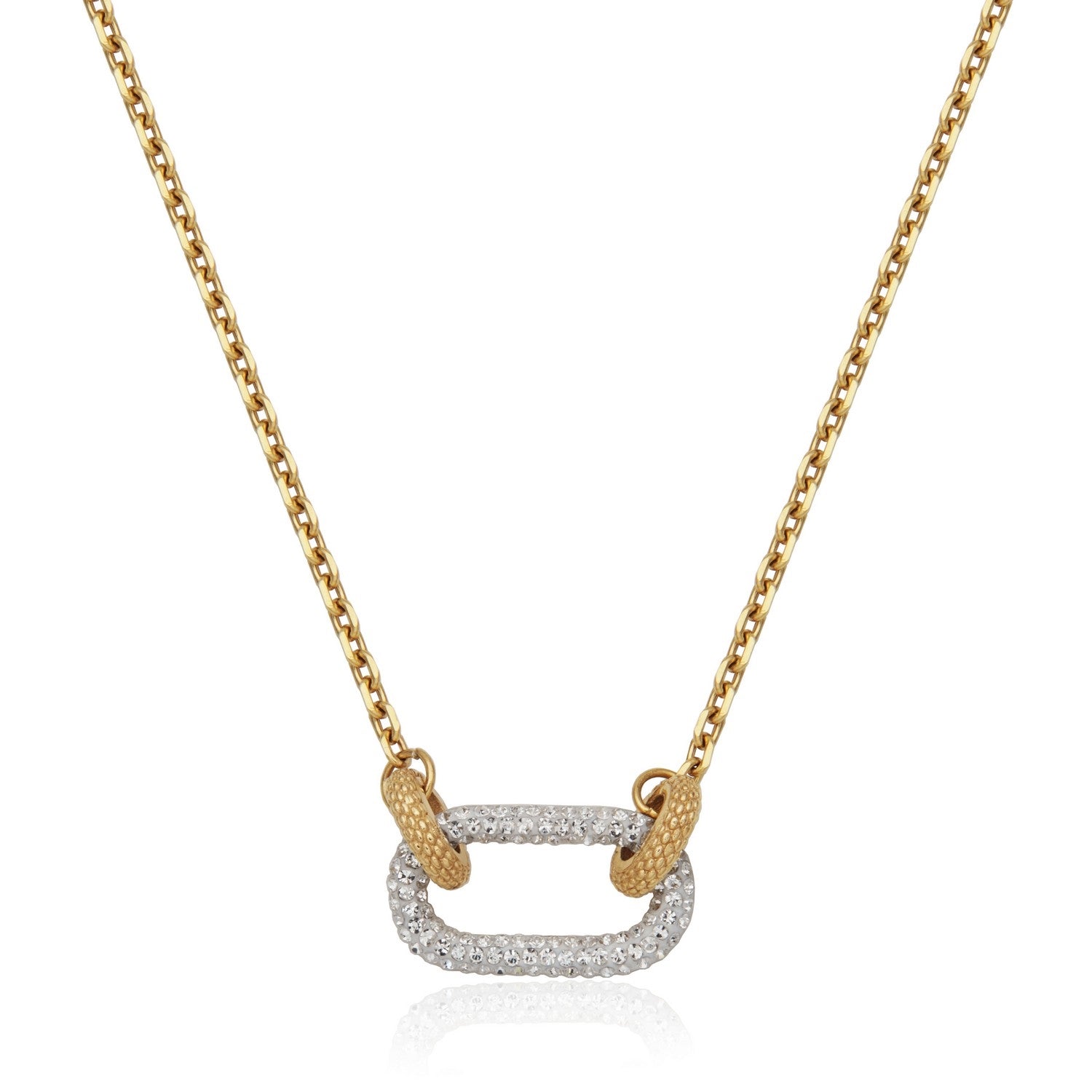 Gold Ion-Plated Stainless Steel Preciosa Crystal Interlink Necklace