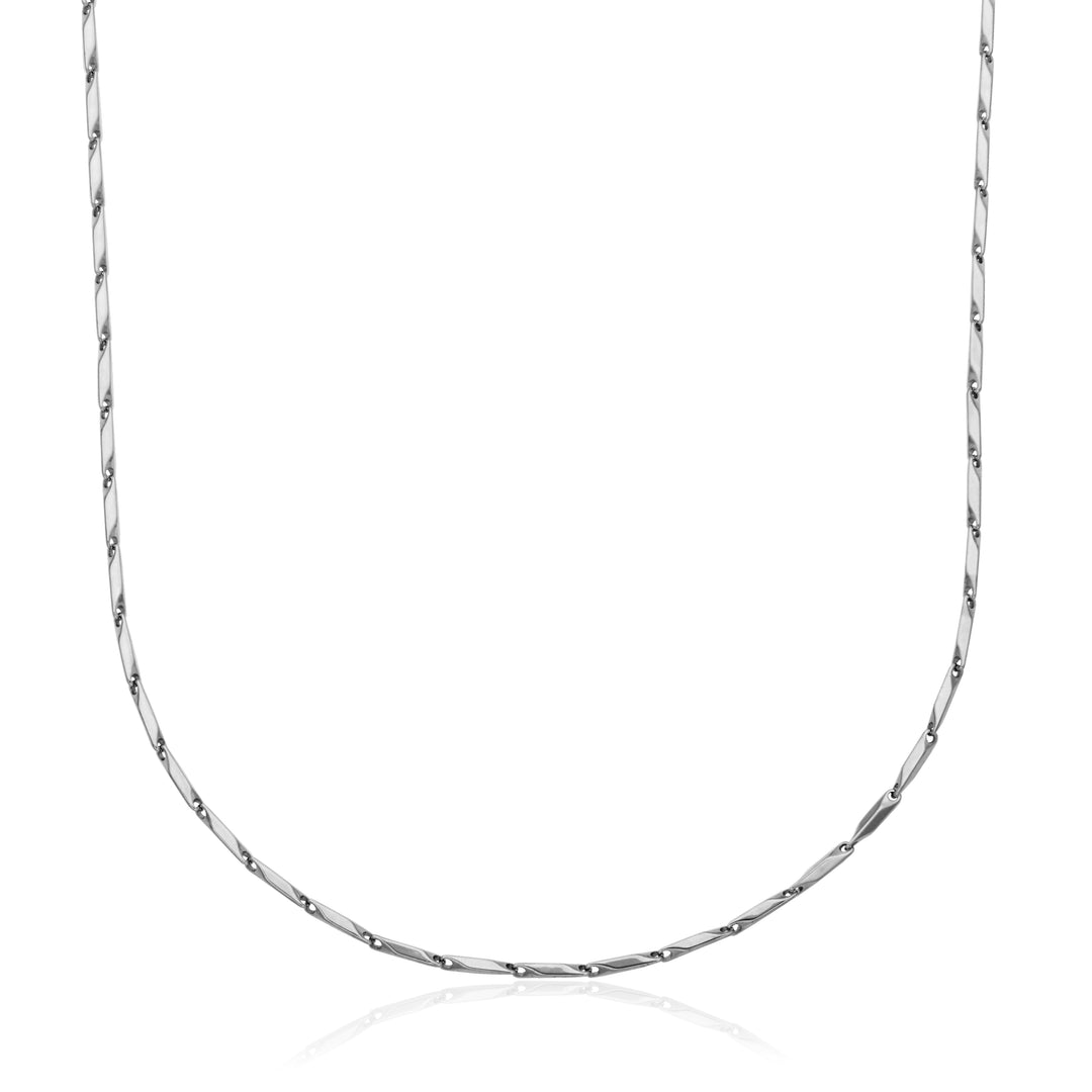 Stainless Steel 2mm Faceted Diamond Link Necklace