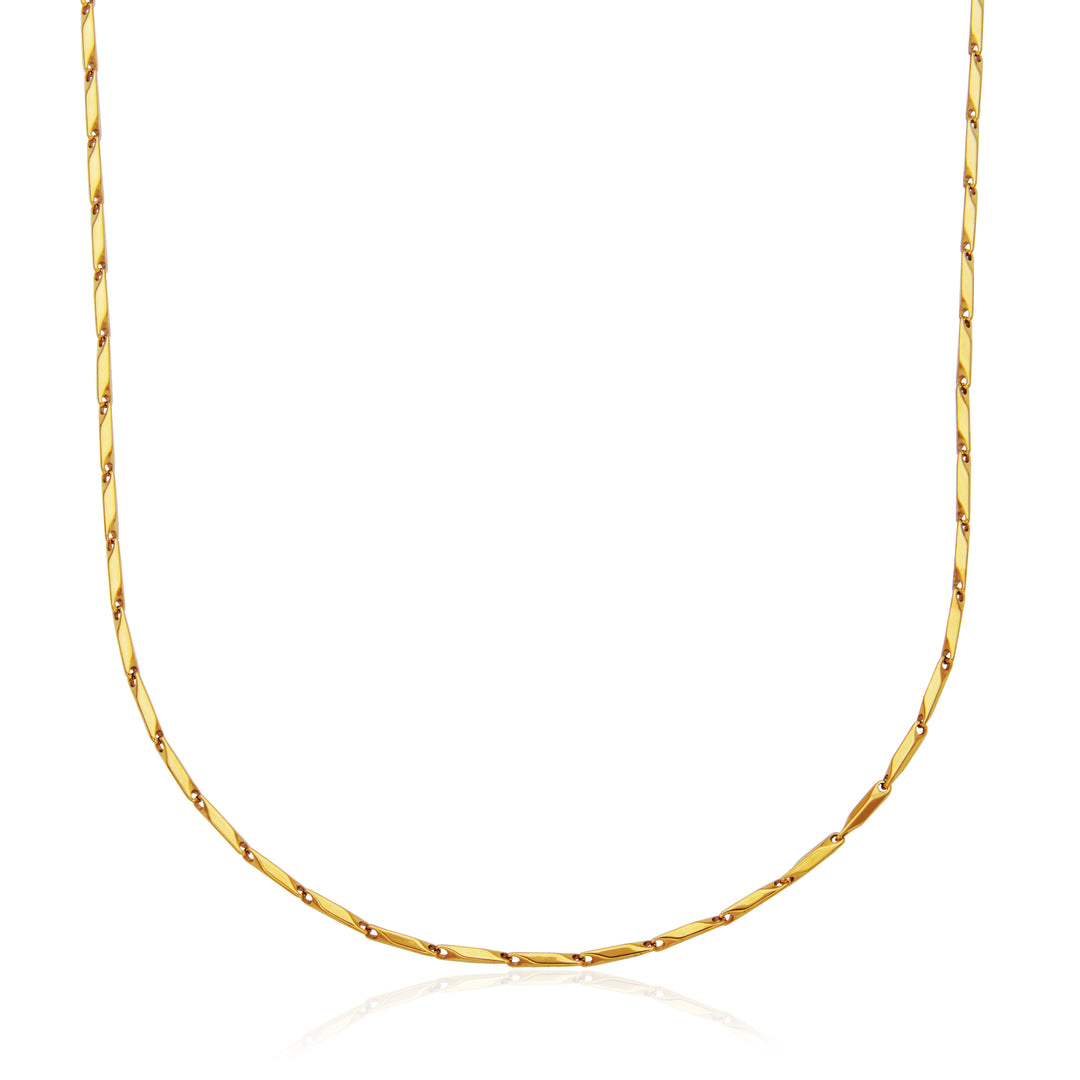 Gold Ion-Plated Stainless Steel 2mm Faceted Diamond Link Necklace