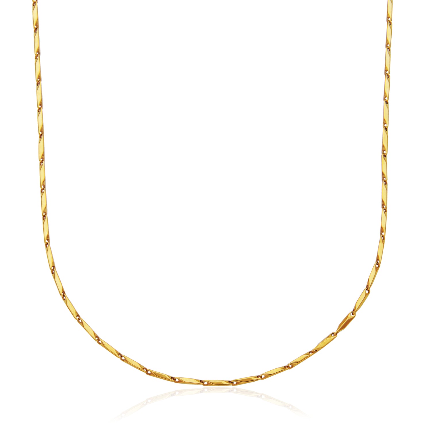 Gold Ion-Plated Stainless Steel 2mm Faceted Diamond Link Necklace