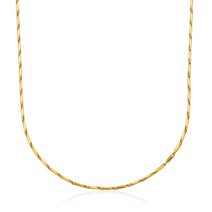 Gold Ion-Plated Stainless Steel 2mm Faceted Diamond Link Necklace