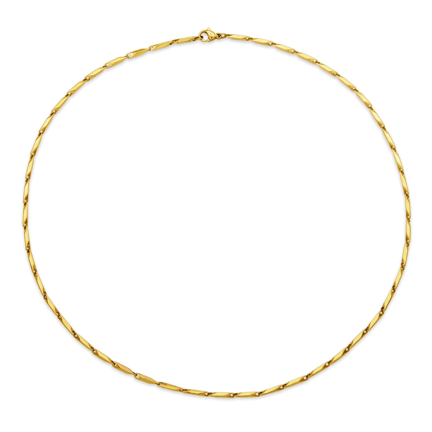 Gold Ion-Plated Stainless Steel 2mm Faceted Diamond Link Necklace