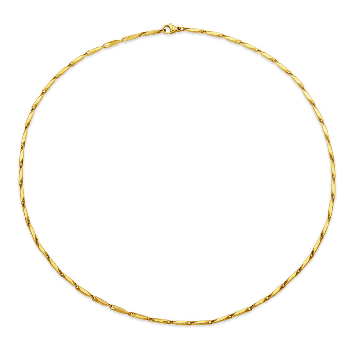 Gold Ion-Plated Stainless Steel 2mm Faceted Diamond Link Necklace