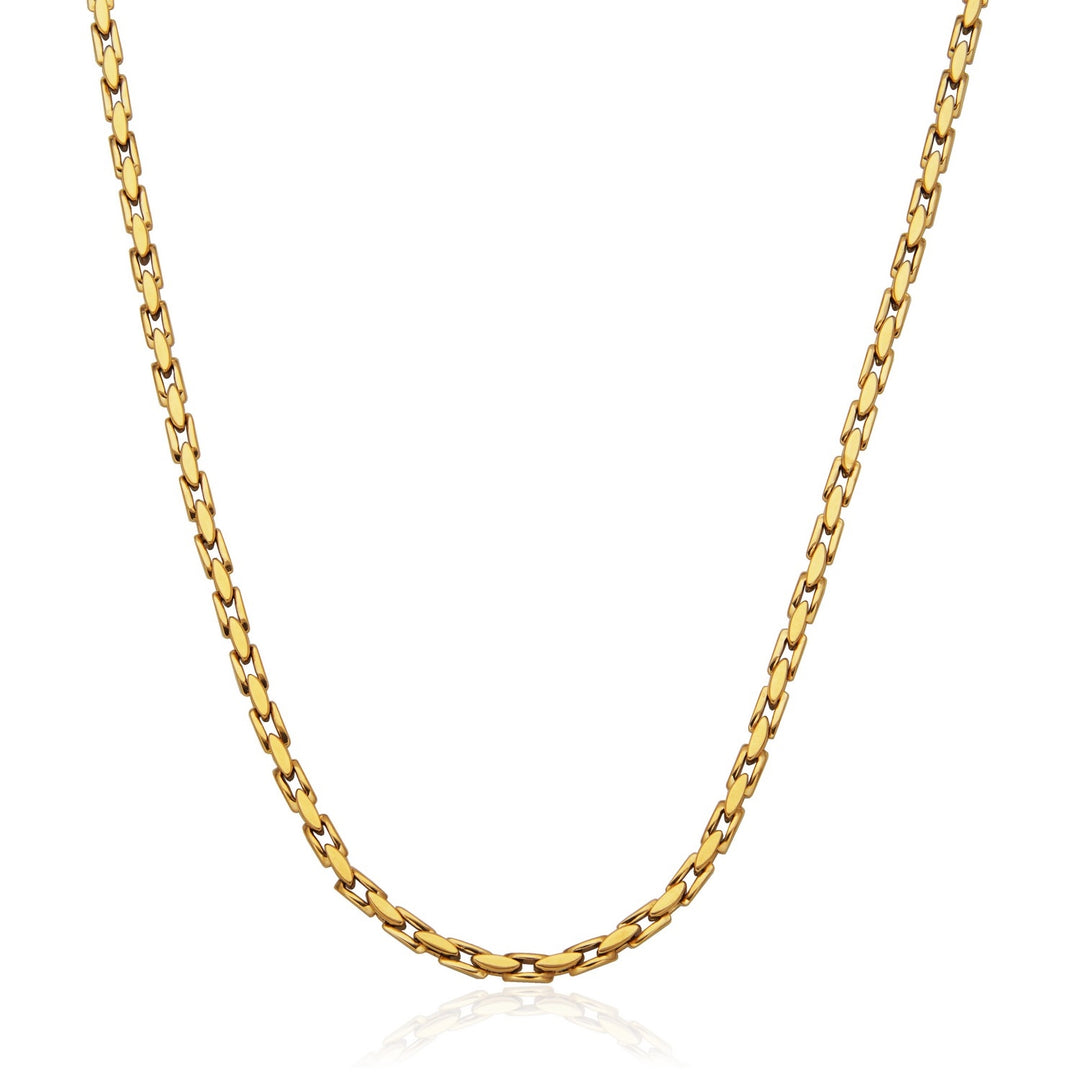 Gold Ion-Plated Stainless Steel 4mm Fluted Link Chain Necklace