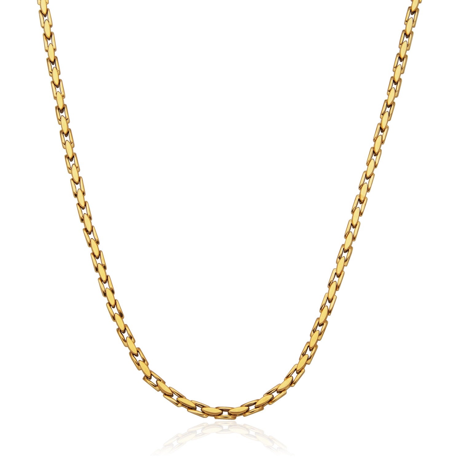 Gold Ion-Plated Stainless Steel 4mm Fluted Link Chain Necklace