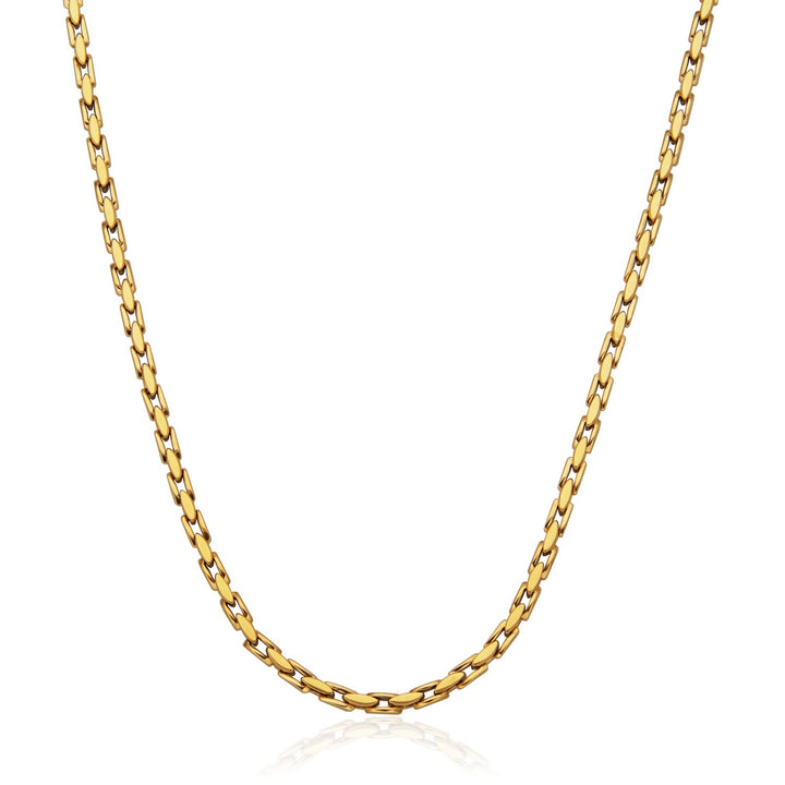 Gold Ion-Plated Stainless Steel 4mm Fluted Link Chain Necklace