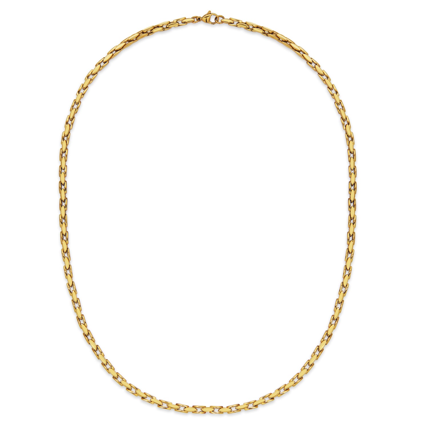Gold Ion-Plated Stainless Steel 4mm Fluted Link Chain Necklace