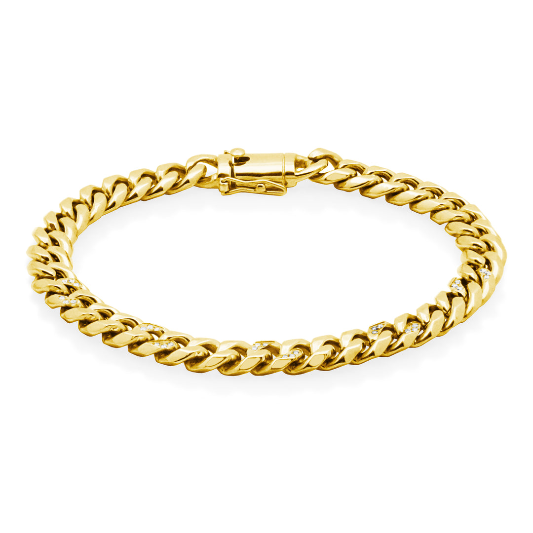 Gold Ion-Plated Stainless Steel 8mm Accent Curb Chain Bracelet