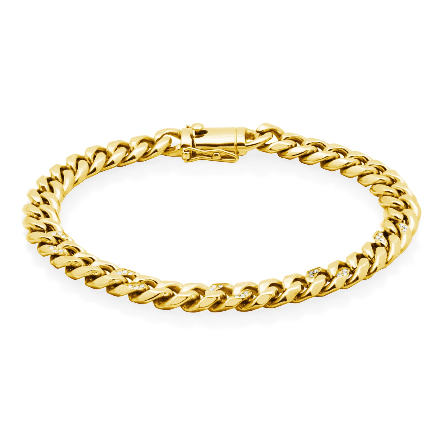 Gold Ion-Plated Stainless Steel 8mm Accent Curb Chain Bracelet