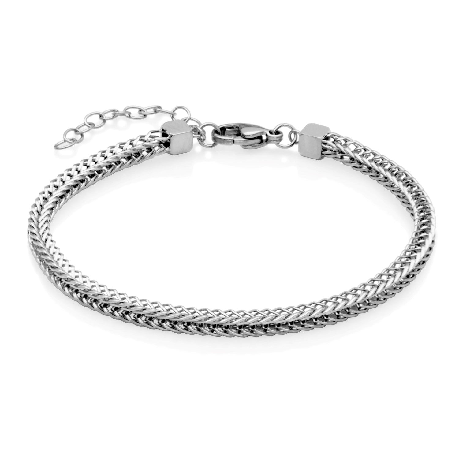 Stainless Steel 4mm Square Wheat Link Chain Bracelet