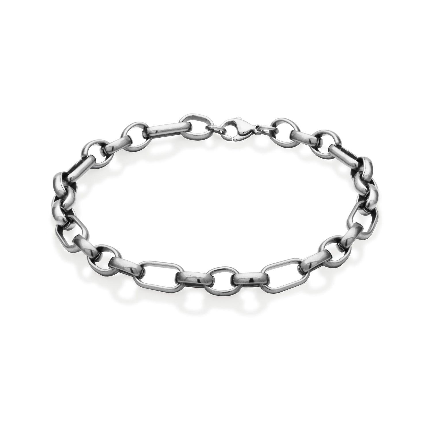 Stainless Steel 7mm Chunky Oval Link Chain Bracelet
