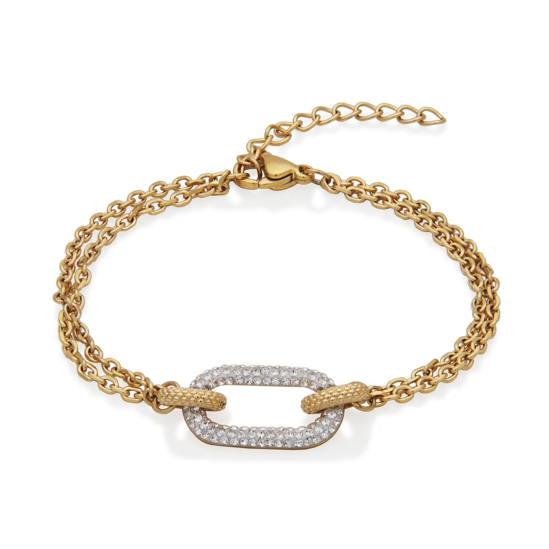 Gold Ion-Plated Stainless Steel Preciosa Crystal Interlink Bracelet