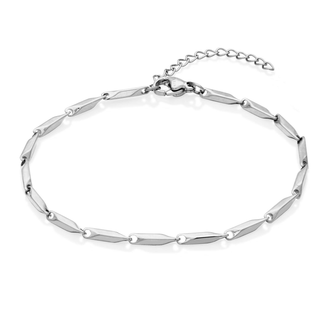 Stainless Steel 2mm Faceted Diamond Link Bracelet