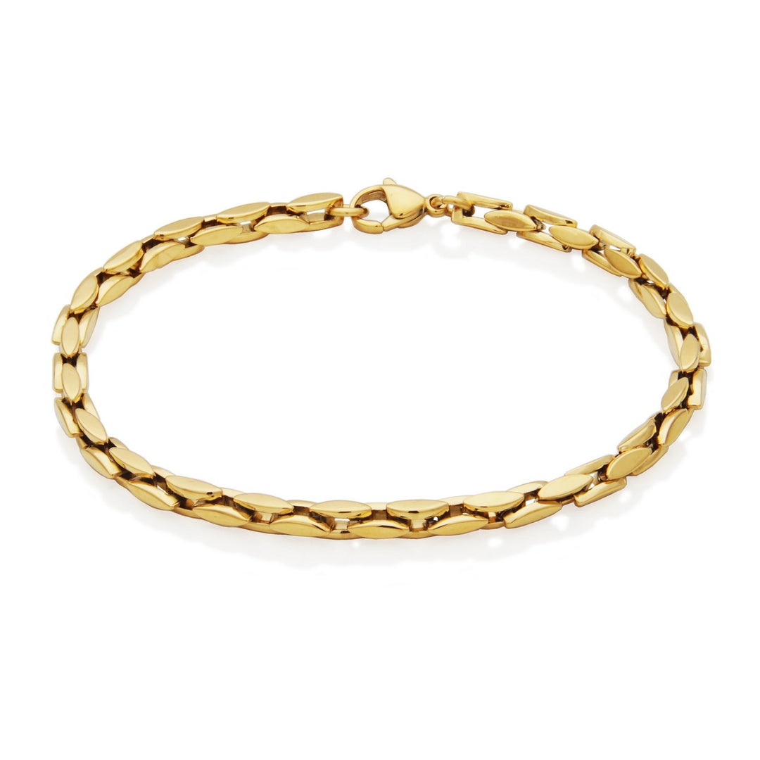 Gold Ion-Plated Stainless Steel 4mm Fluted Link Chain Bracelet