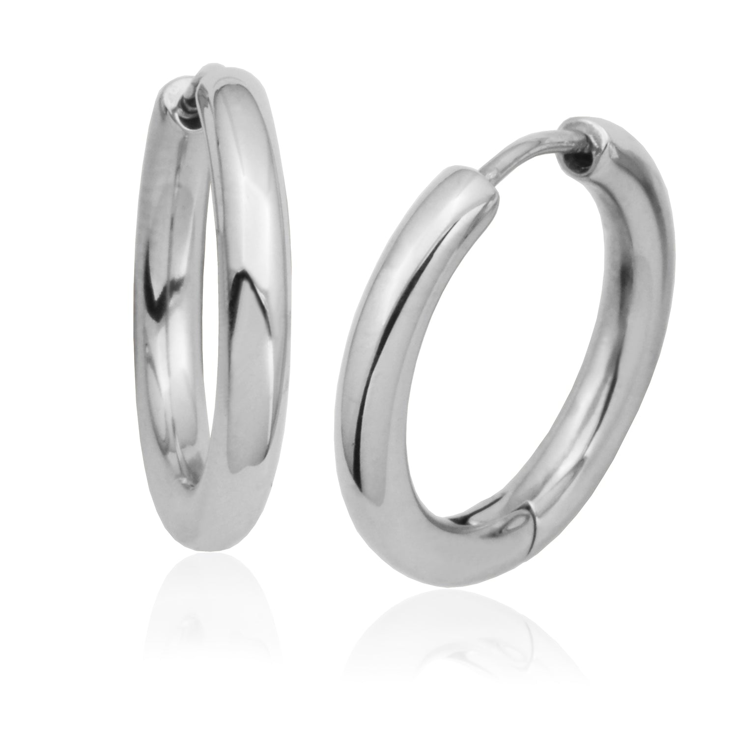 Steelx Stainless Steel 20/15mm High-Polish Huggie Hoop Earrings