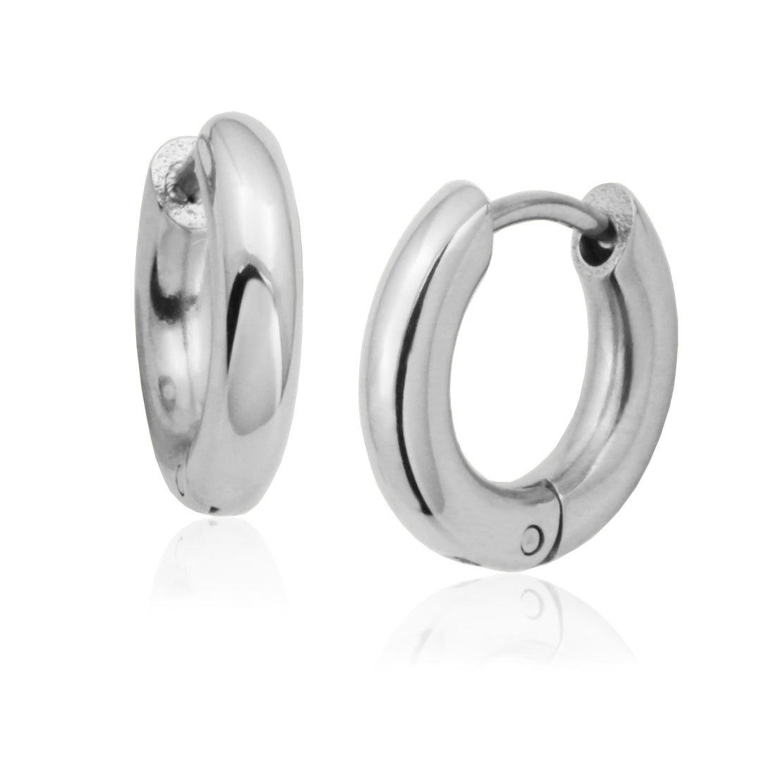 13MM Huggie Hoop Earrings, Stainless Steel