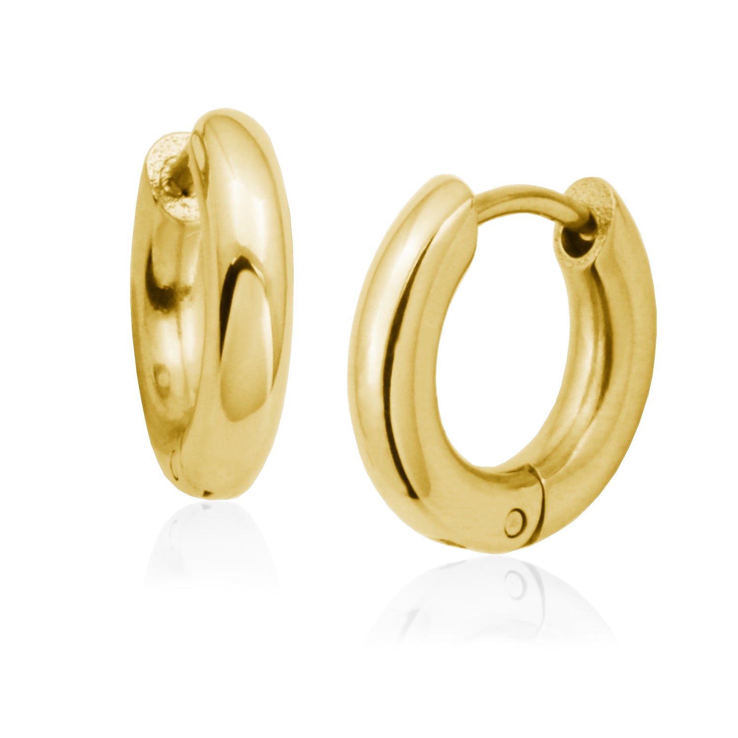 13MM Yellow Huggie Hoop Earrings, Stainless Steel