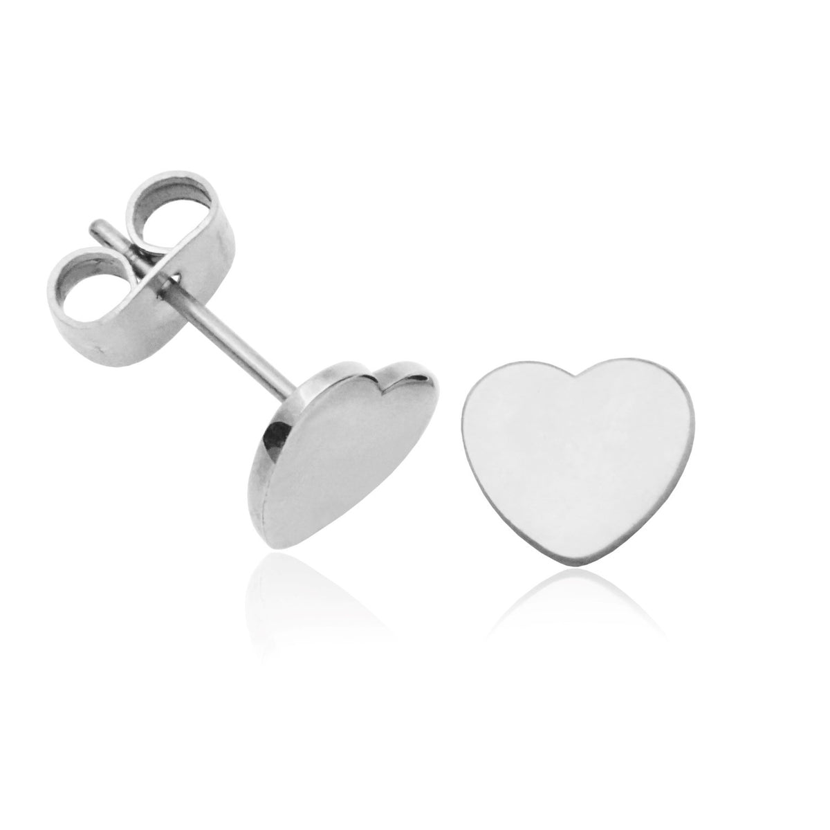 Heart Stud Earrings, Stainless Steel