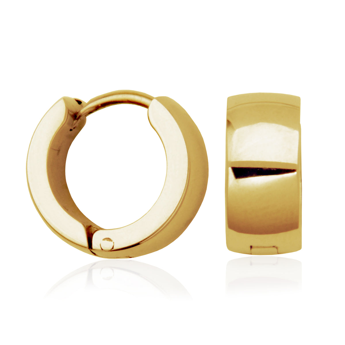 High-Polish Dome 13mm Huggie Hoop Earrings, GP