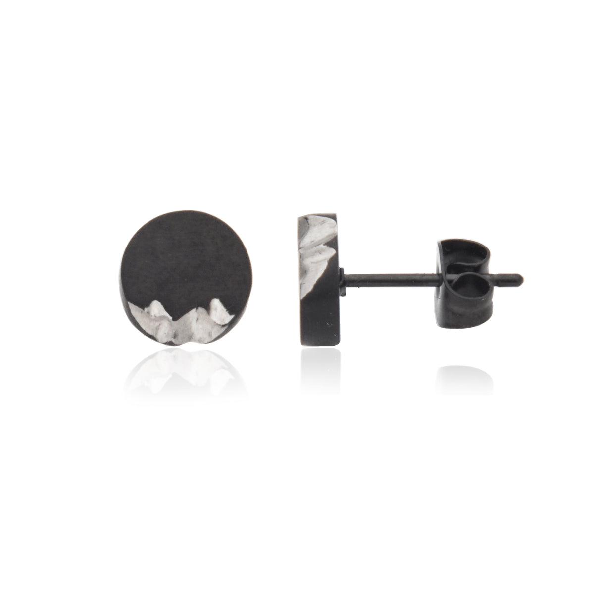 Black and White Stainless Steel Stud Earrings