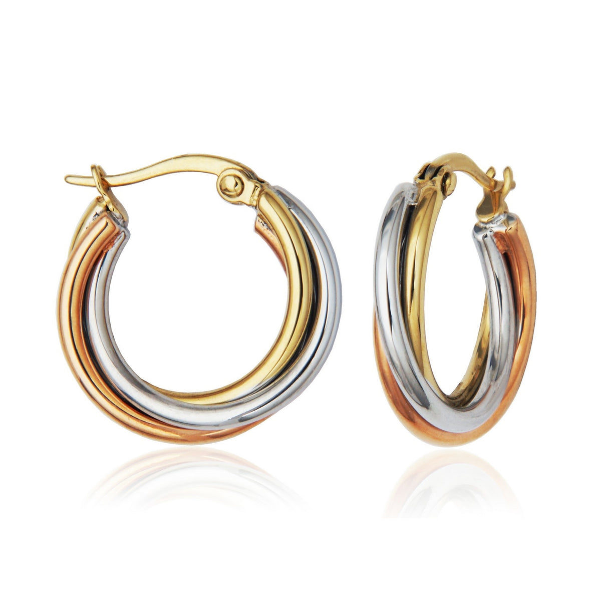 Trinity Tri-Tone 20mm Hoop Earrings