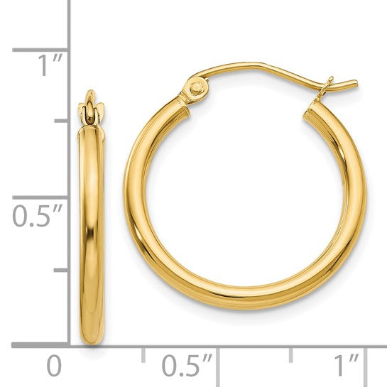 14K 20MM Polished Tube Hoop Earrings