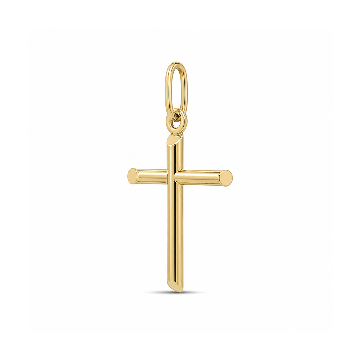 10k Yellow Gold 31mm Polished Tube Cross Pendant