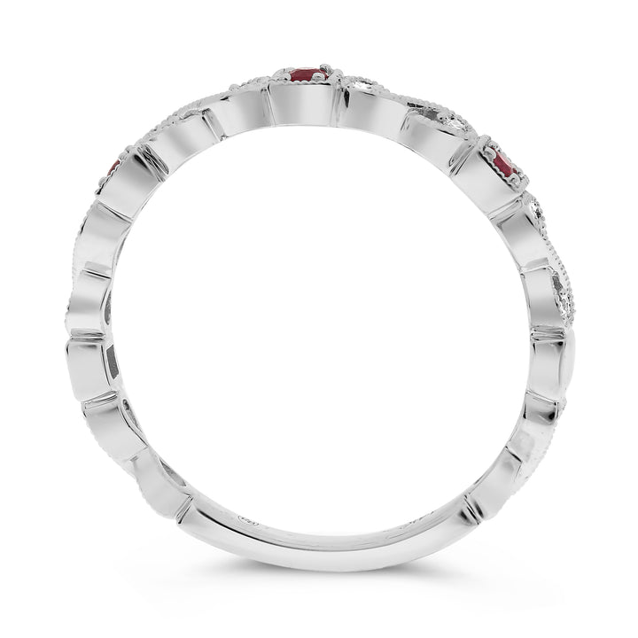 Roman and Jules 14K White Gold Ruby & Diamond Band