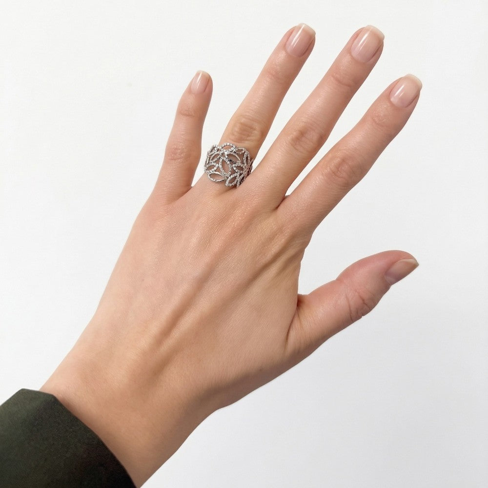 14K Floral Wide Band 0.46TDW