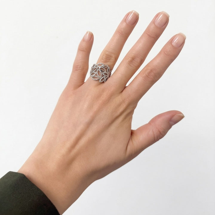 14K Floral Wide Band 0.46TDW