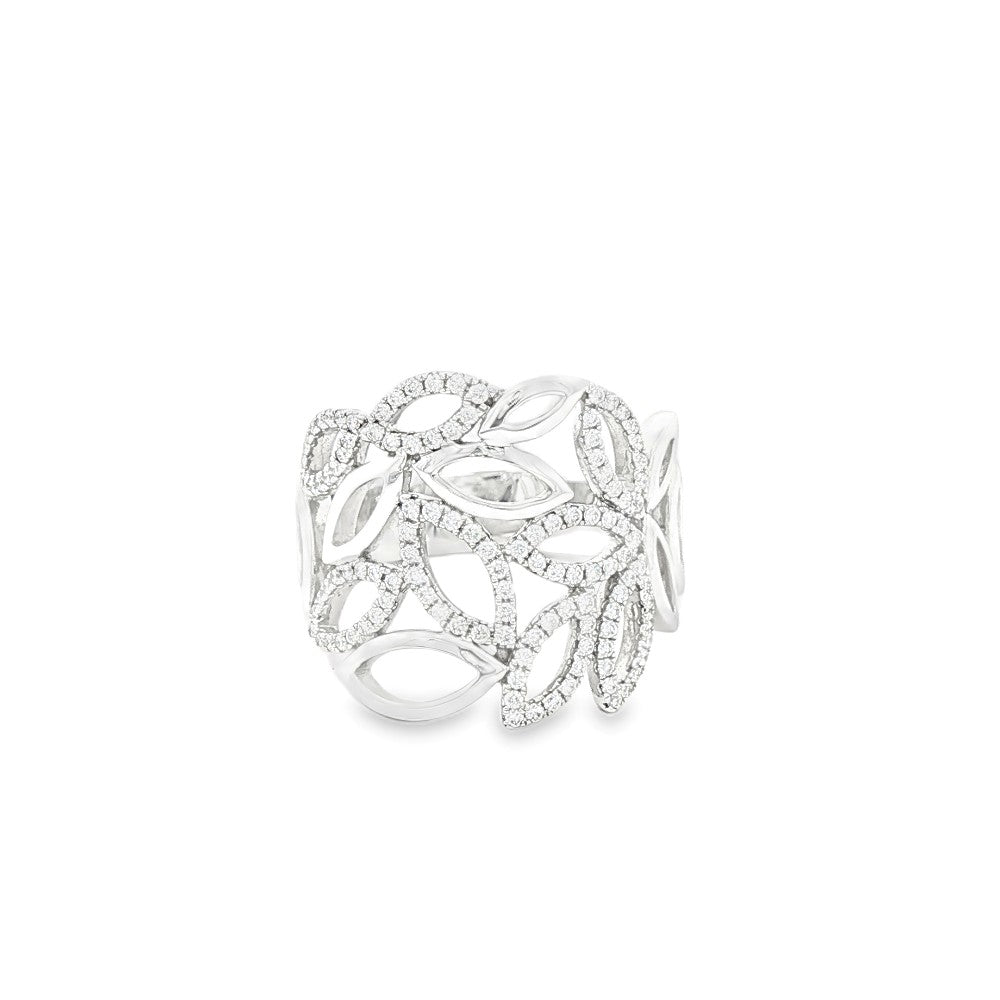 14K Floral Wide Band 0.46TDW