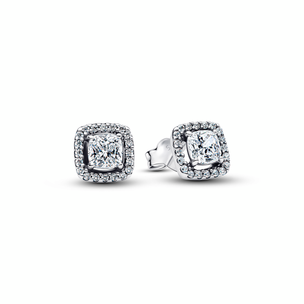 FINAL SALE - Pandora Square Halo Stud Earrings