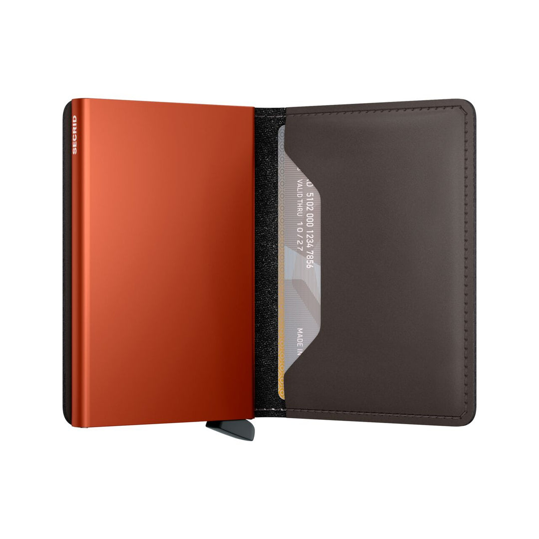 Secrid Slimwallet Matte Truffle and Orange.