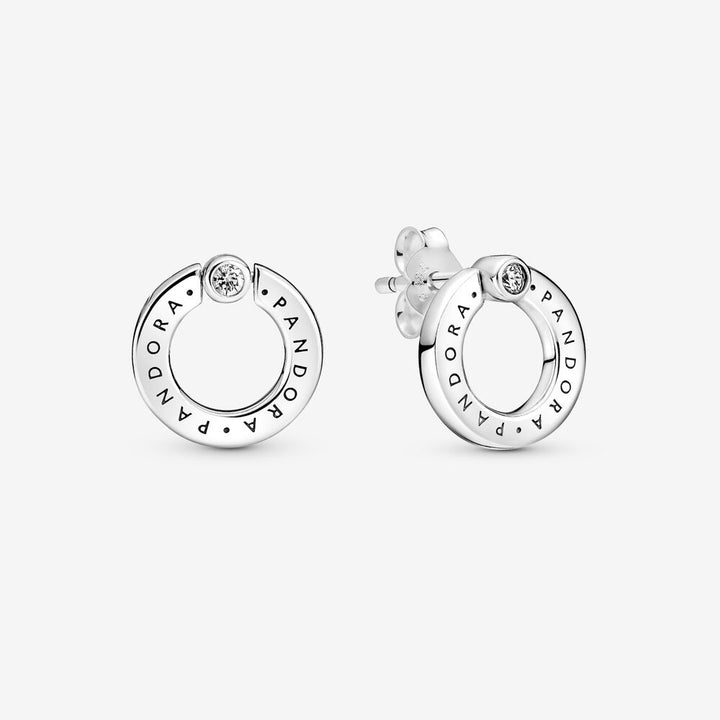 Pandora Pavé & Logo Circle Reversible Stud Earrings