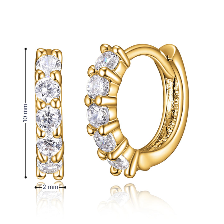Reign Sterling Silver Gold Plated Huggie Earrings. 9mm