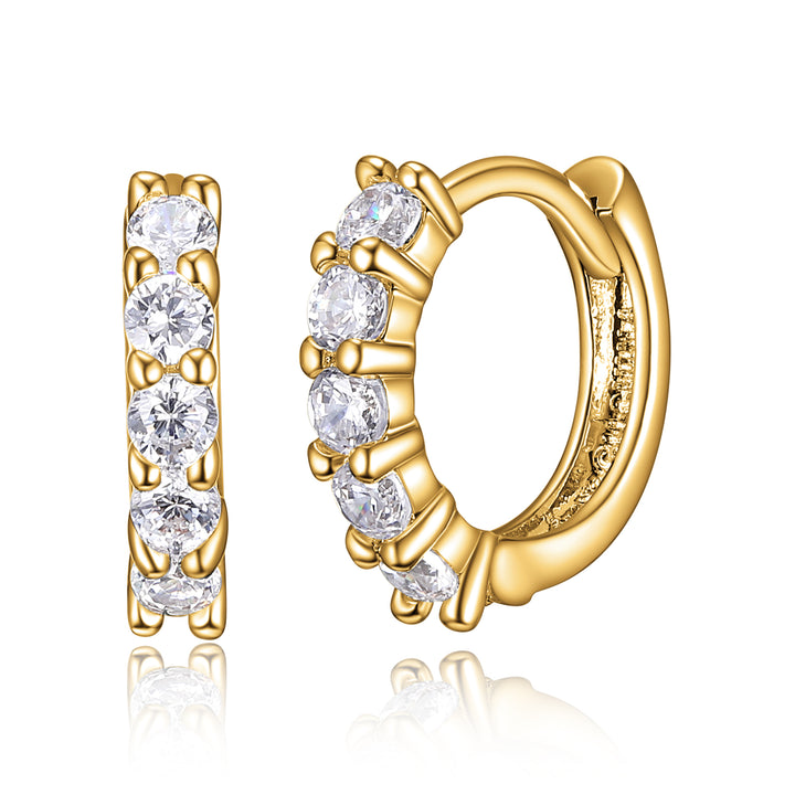 Reign Sterling Silver Gold Plated Huggie Earrings. 9mm