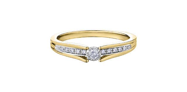 10 Karat Multi Stone Engagement Ring, 0.05 CT Center