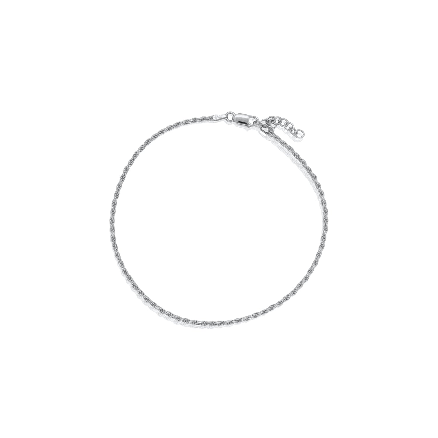 Sterling Silver Plain 2mm Rope Anklet