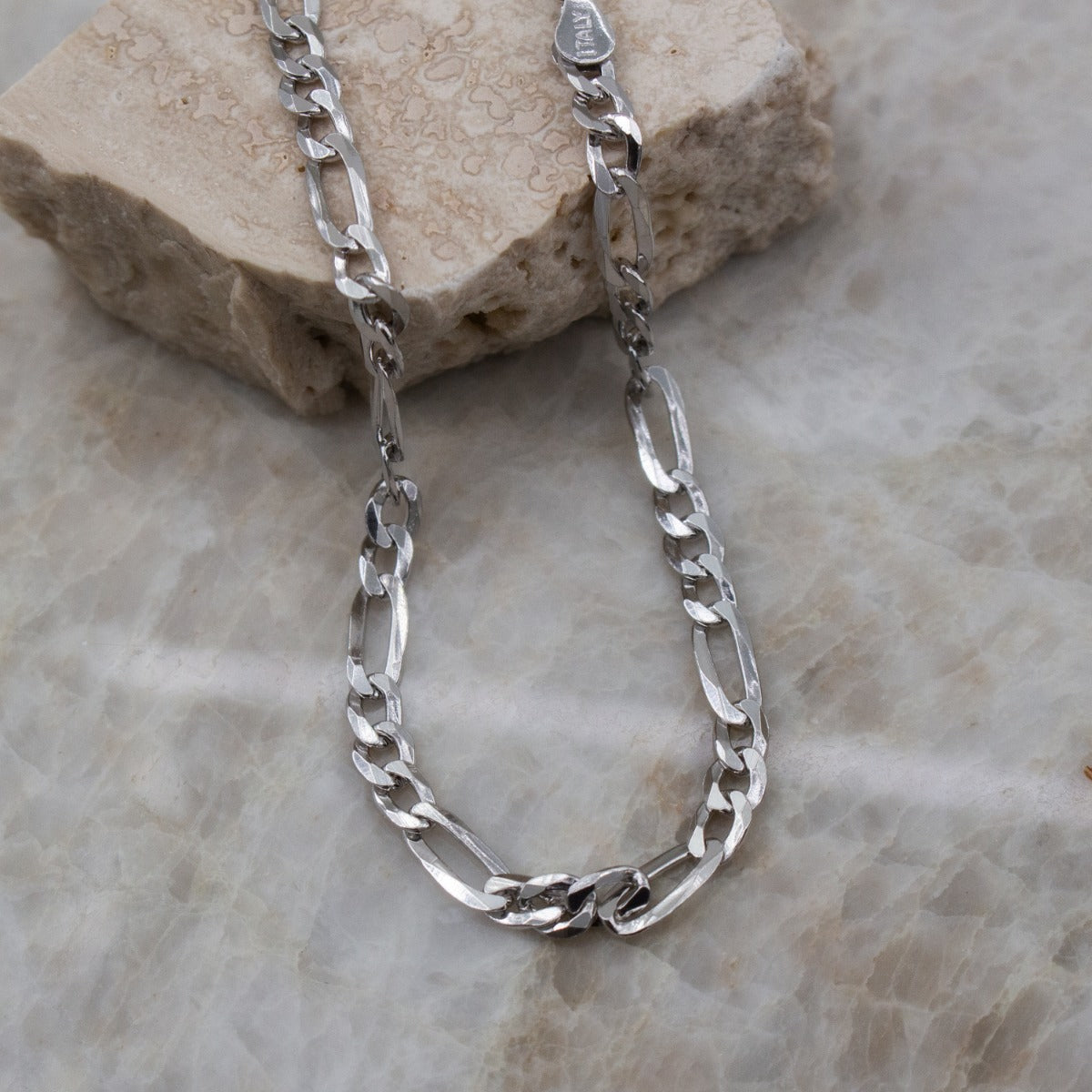 Sterling Silver 5.2mm Flat Figaro Link Anklet