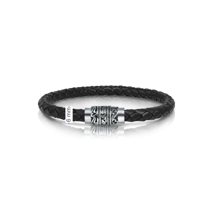 Italgem Steel Braided Leather Bracelet