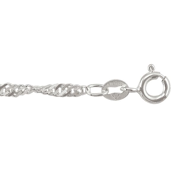10k white gold 18" Singapore link 1.6mm chain.